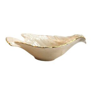 Lenox Dove Candy Bowl Trinket Dish Cream Ivory Porcelain Gold Trim